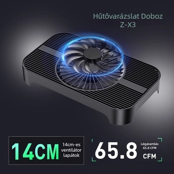 Z-X3 Router hűtőalap USB ventilátorral, hidraulikus csapágy, 1100 RPM, 18 dBA, levegő hűtés