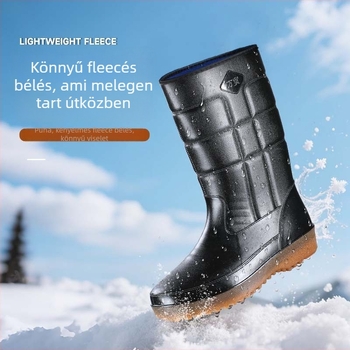 Wanmao unisex PVC esőcsizma texturált bőrhatású, vízálló, csúszásmentes gumi talp, meleg bélés, modell Wm-108