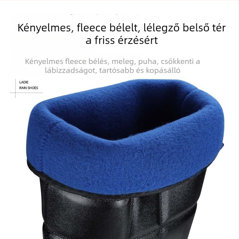 Wanmao unisex PVC esőcsizma texturált bőrhatású, vízálló, csúszásmentes gumi talp, meleg bélés, modell Wm-108