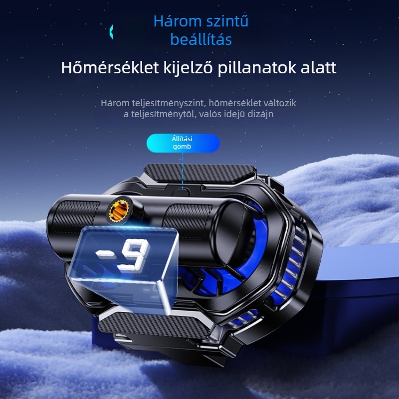 FS16 kétventilátoros telefonhűtő élő közvetítéshez, csendes töltés, beépített 18650-es akkumulátor, USB-C interfész, ABS + alumíniumötvözet, 225 g