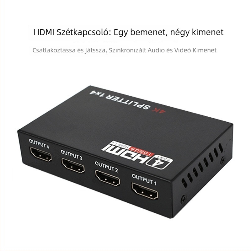 HDMI kapcsoló és elosztó, 1 bemenet, 4 kimenet, 4K/1080P, távoli ébresztés, modell A126