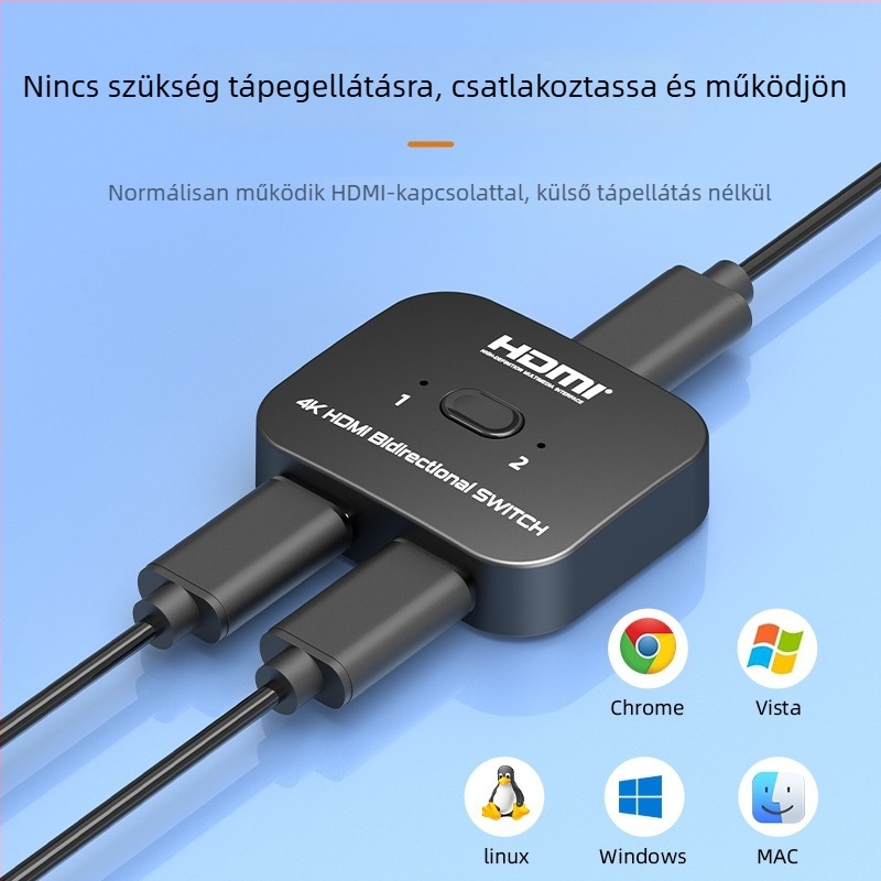 HDMI kapcsoló, 2 bemenet / 1 kimenet, 8K és 4K/60Hz támogatás, távoli felébresztés, 1 év garancia