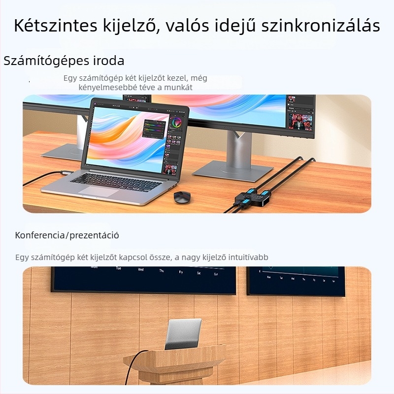 HDMI osztó 1x2, Unnlink 1821, 4K30Hz