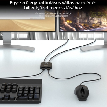 USB kapcsoló 2x2 a billentyűzethez, egérhez és USB eszközökhöz, USB 2.0, Windows kompatibil