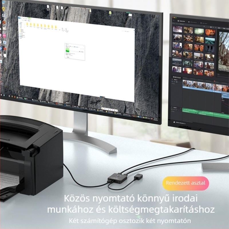 USB kapcsoló 2x2 a billentyűzethez, egérhez és USB eszközökhöz, USB 2.0, Windows kompatibil