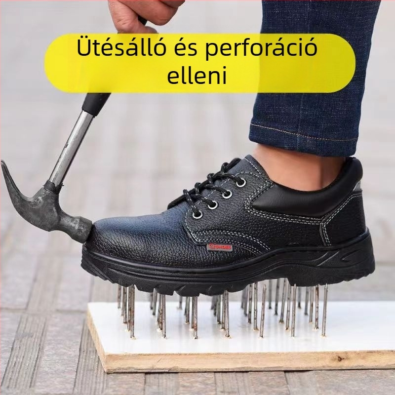 Munkavédelmi cipő: ütésálló és perforáció elleni védelem, lélegző, csúszásmentes, PU anyag, acélorr