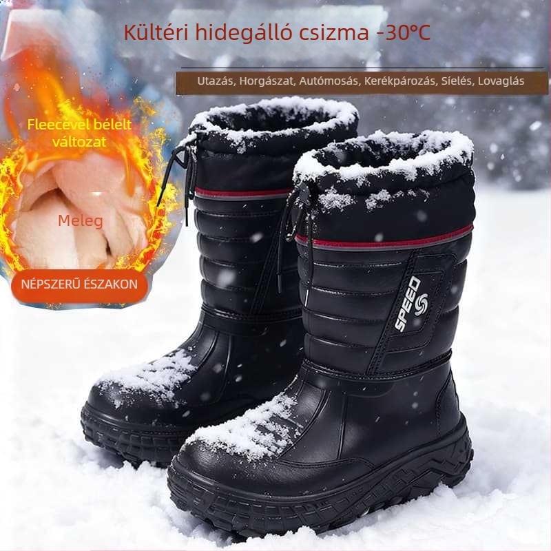 Uniszex téli vízálló esőcsizma, EVA felsőrész és talp, középmagas szár, pamut bélés és talptalp, csúszásmentes és lélegző