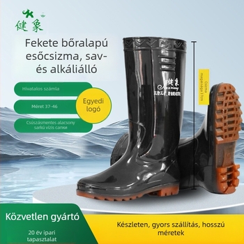 PVC magas esőcsizmák, uniszex felnőtteknek, csúszásmentes, sav-bázis ellenálló, műanyag talp