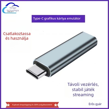 Type-C virtuális kijelző adapter játékstúdióhoz – 4K, távoli ébresztés, Windows 7, CS chip