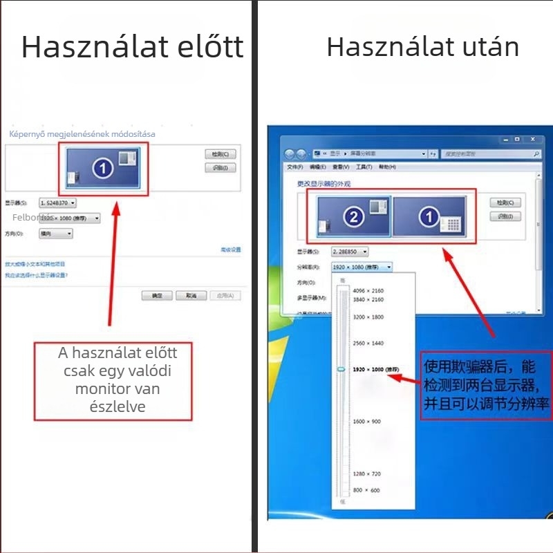 Type-C virtuális kijelző adapter játékstúdióhoz – 4K, távoli ébresztés, Windows 7, CS chip