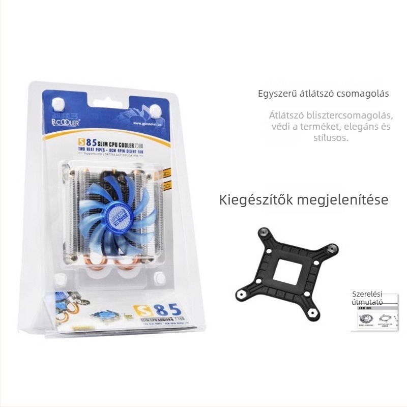 CPU hűtő réz- és alumínium ötvözetből (1000–2700 RPM, zaj 25 dB, légköri hűtés)
