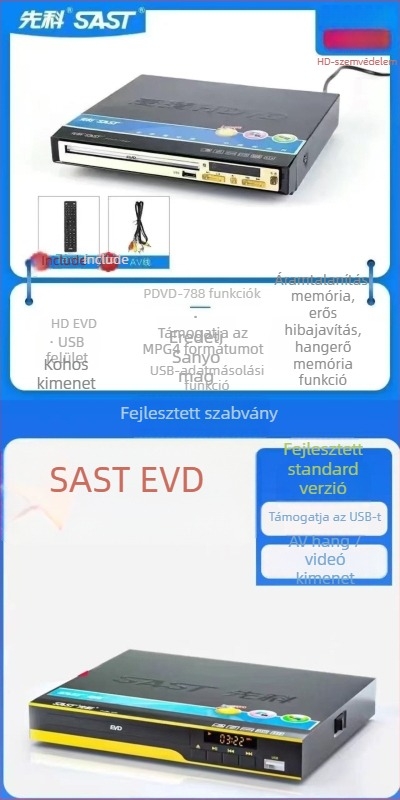 DVD lejátszó HDMI kimenettel, USB MP3 lejátszás, modell 390, 220V, 10W