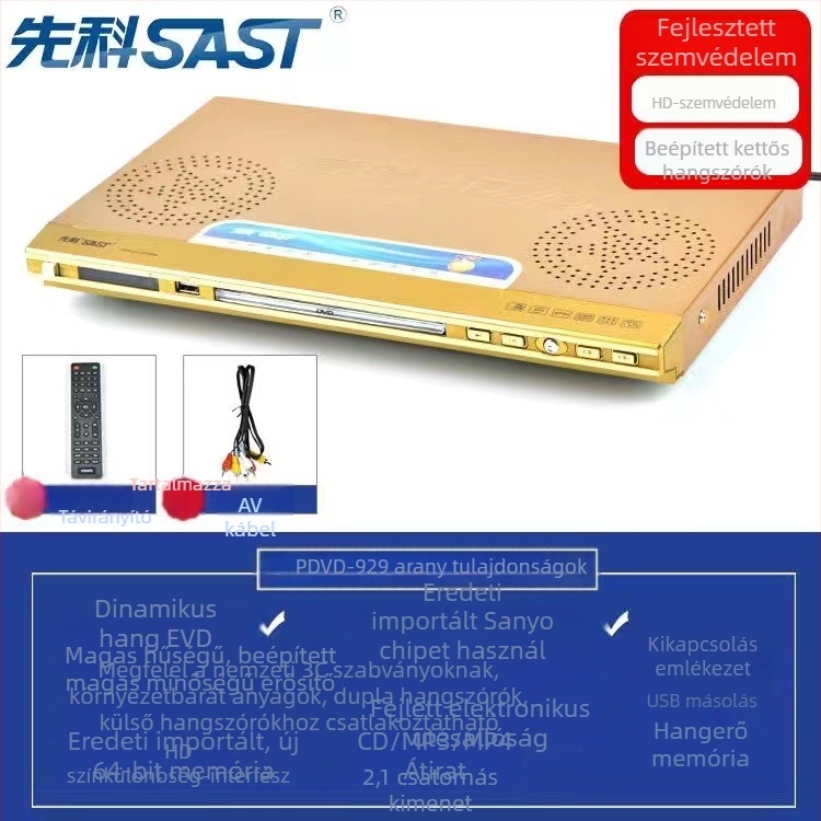 DVD lejátszó HDMI kimenettel, USB MP3 lejátszás, modell 390, 220V, 10W