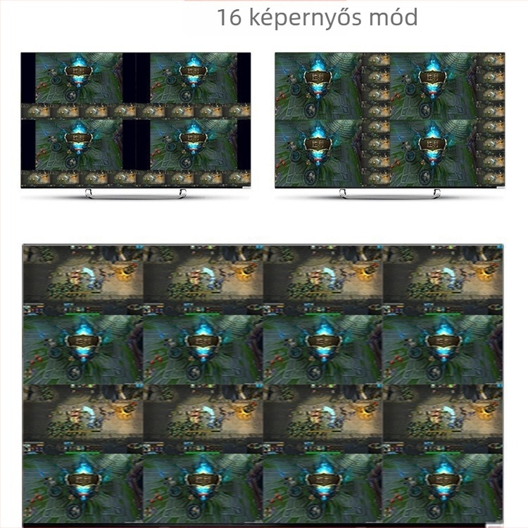 HDMI 16-portos switcher, 16 bemenet, 1 kimenet, 1920×1080@60Hz, 1 m kábel, áramellátás-kezelés
