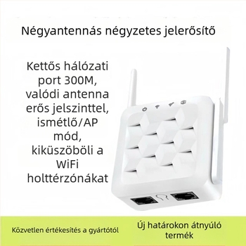 WiFi extender Mini Square Type falon át hatoló erősítővel, 802.11n, 300Mbps, Cat5 kábel, 110–220V