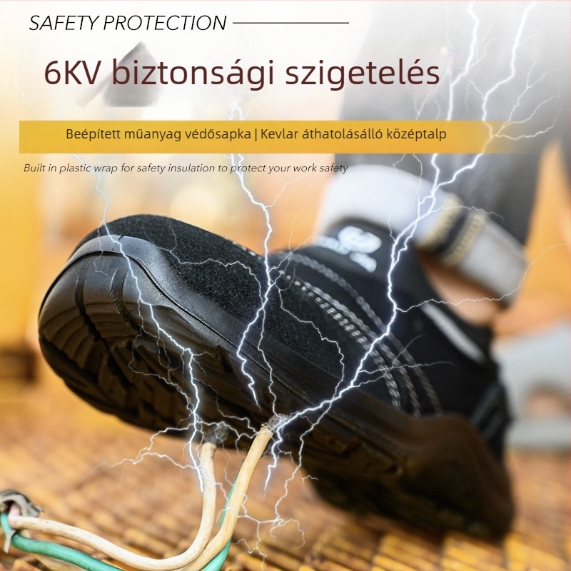 Slip-On védőcipő 6 kV-s szigeteléssel, anti-perforáció és anti-ütés funkciókkal, légáteresztő hálós felsőrész