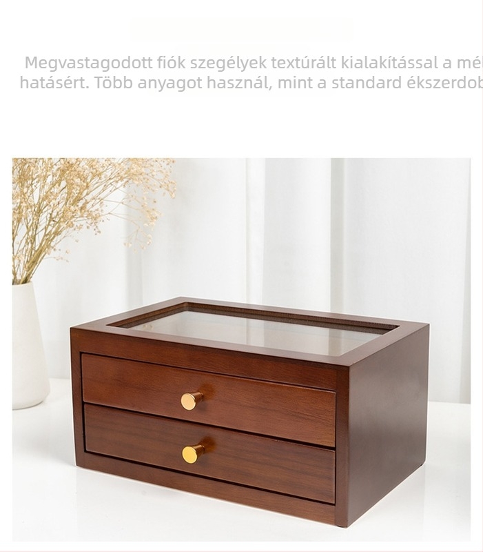 Tömörfa ékszeres doboz gyűrűknek, nagy kapacitású, dobozos csomagolás, ékszer tárolás – Zhenbang