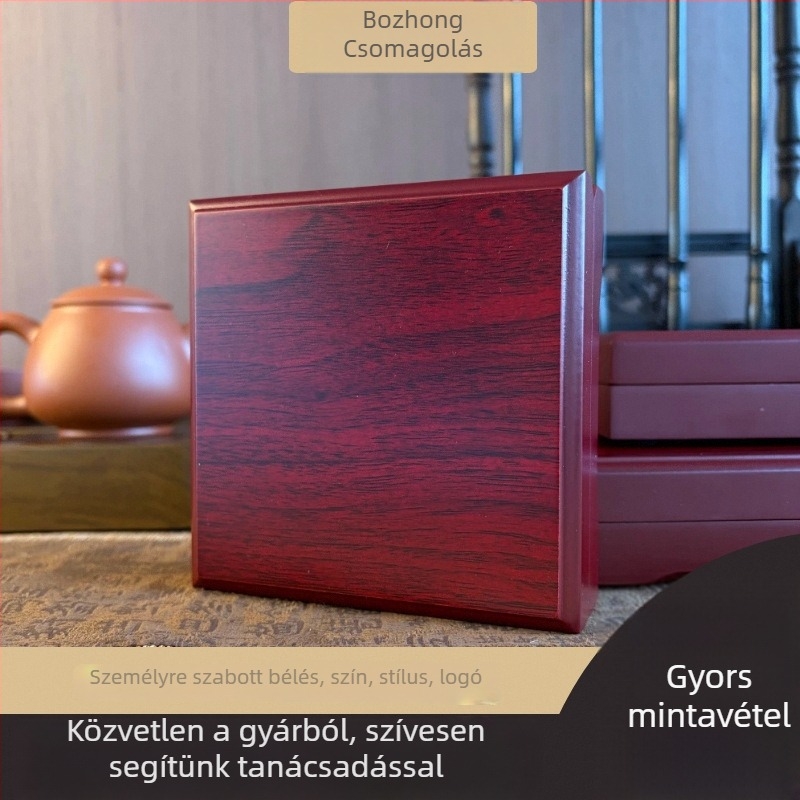 MDF faanyagú doboz emlékérmék és arany- és ezüstérmék számára • Modell BZBOX-0038 • lézergravírozás, UV bevonat, arany nyomtatás • logónyomtatás és testreszabás