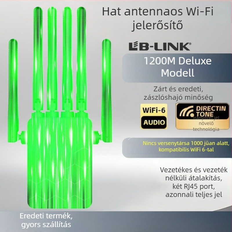 WiFi jelerősítő, 5G gigabites, Dual-Band, falon át hatoló, otthoni vezeték nélküli hálózati ismétlő