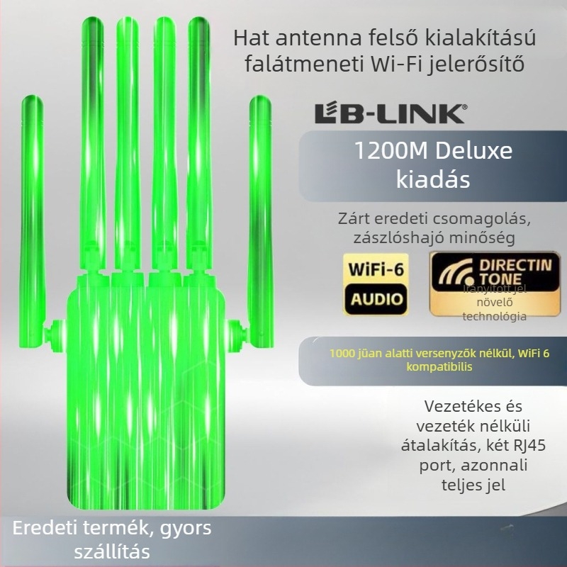 WiFi jelerősítő, 5G gigabites, Dual-Band, falon át hatoló, otthoni vezeték nélküli hálózati ismétlő