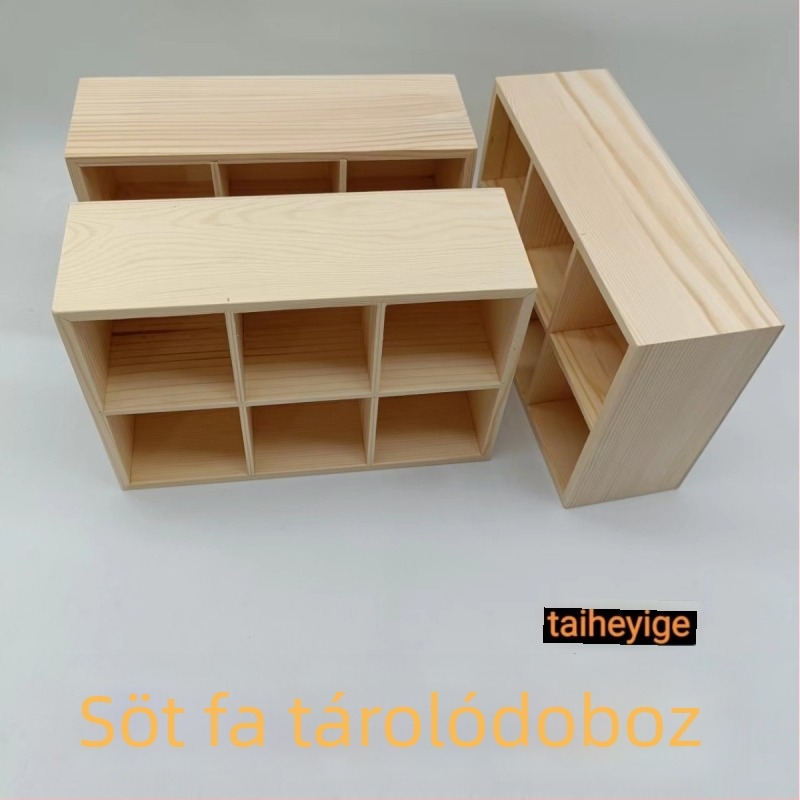 Fenyőfa irodai tároló doboz, hat rekesszel, 1-686 modell, testreszabható és logónyomható