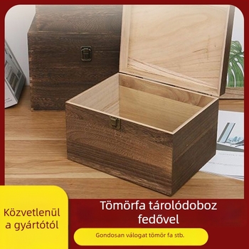 Tömörfa flip-tetős ékszerdoboz zárható – vintage stílusú, téglalap alakú, porvédett, kapacitás 7.5