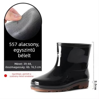 Huili 557 férfi esőcsizma – PVC felsőrész, műanyag talp, alacsony szár, lélegző, csúszásmentes