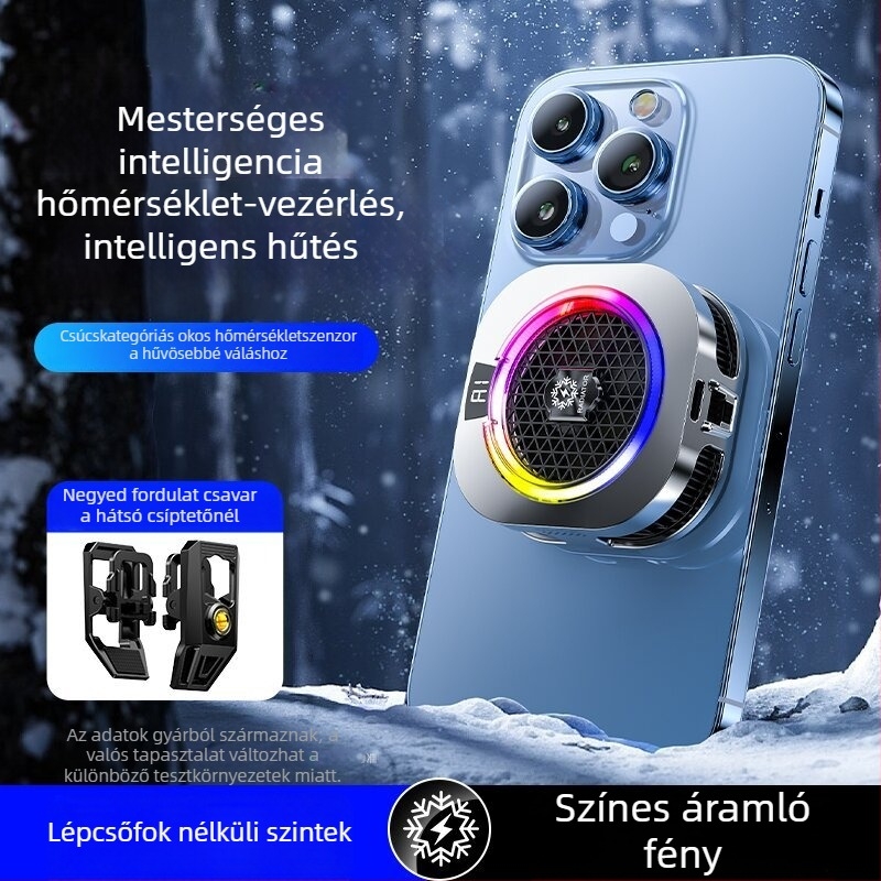 Th16Pro mágneses okostelefon-hűtő hátlapi klipsszel, kettős magos félvezető hűtés, 15W, ABS, Type-C, 150 g