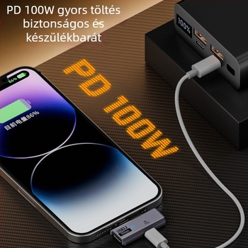 Type-C 1–2 adapter PD-100W gyors töltés és digitális audio átalakító fejhallgatókhoz