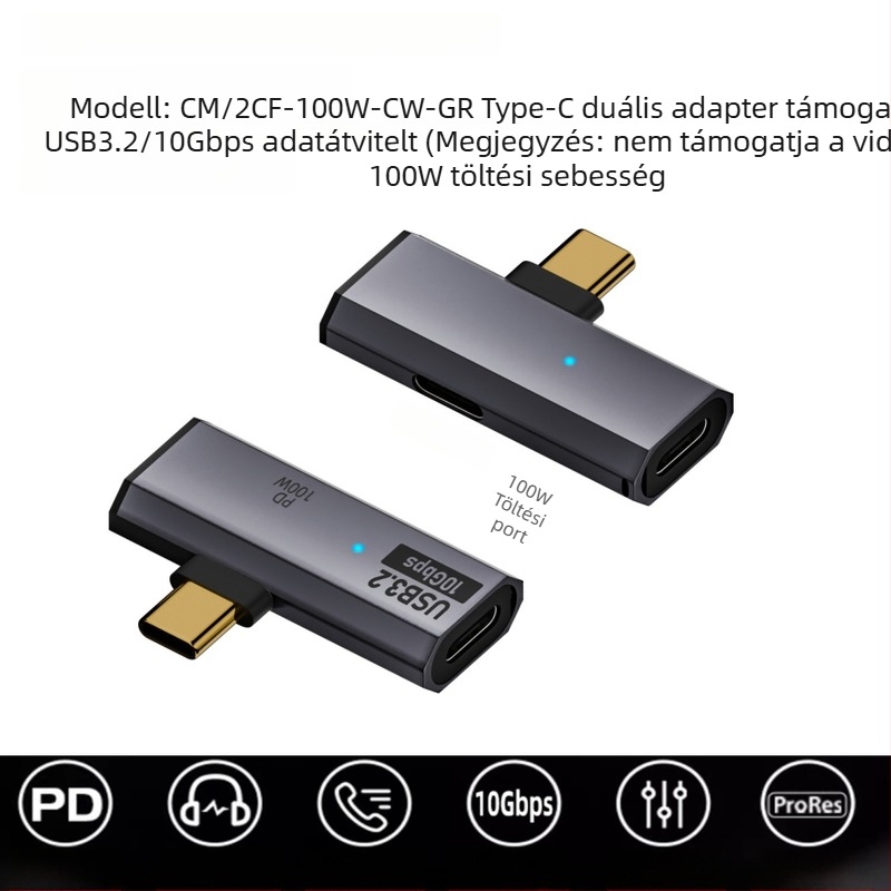 Type-C 1–2 adapter PD-100W gyors töltés és digitális audio átalakító fejhallgatókhoz
