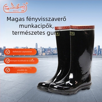Feihe Magasított ipari és bányászati csizma, természetes gumi és pamut bélés, csúszásmentes és kopásálló, földalatti szénbányákhoz, férfiaknak