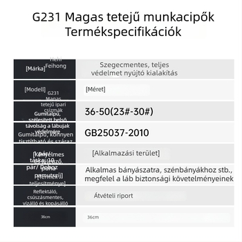 Feihe Magasított ipari és bányászati csizma, természetes gumi és pamut bélés, csúszásmentes és kopásálló, földalatti szénbányákhoz, férfiaknak