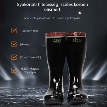 Feihe Magasított ipari és bányászati csizma, természetes gumi és pamut bélés, csúszásmentes és kopásálló, földalatti szénbányákhoz, férfiaknak