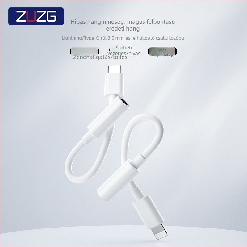 ZUZG Type-C–s 3,5 mm digitális hangadapter, modell YL, Android és Apple készülékekhez