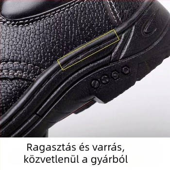 Bőr munkavédelmi cipő acéllemezzel és acél orral, ütés- és perforációálló, kopásálló, alacsony felső rész