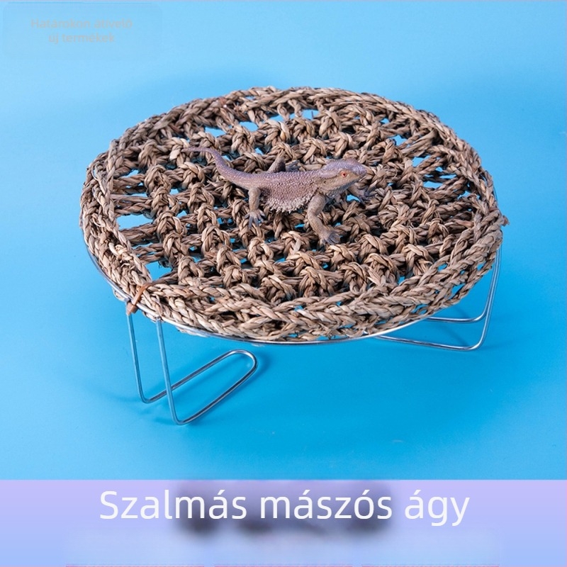 Hi woof meow Hüllő-élőhely: természetes kézműves szalmából készült mászóágy, mászó háló és búvóhely