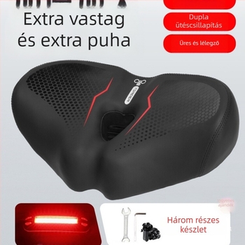 Hegyi kerékpárnyereg orr nélküli kialakítással, puha párnával a farizom fájdalom enyhítésére, alkalmas hagyományos kerékpárokhoz.