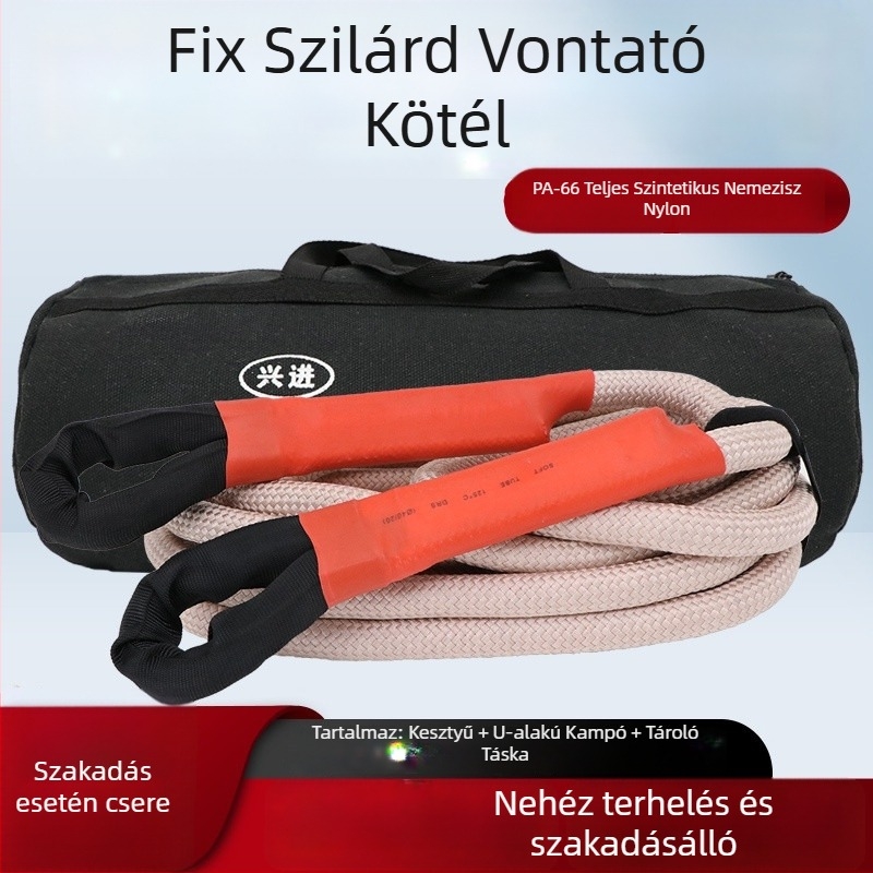 Off-road járművekhez készült vontató kötél, masszív és rugalmas, 20 tonnás kapacitás, vontatás és mentés