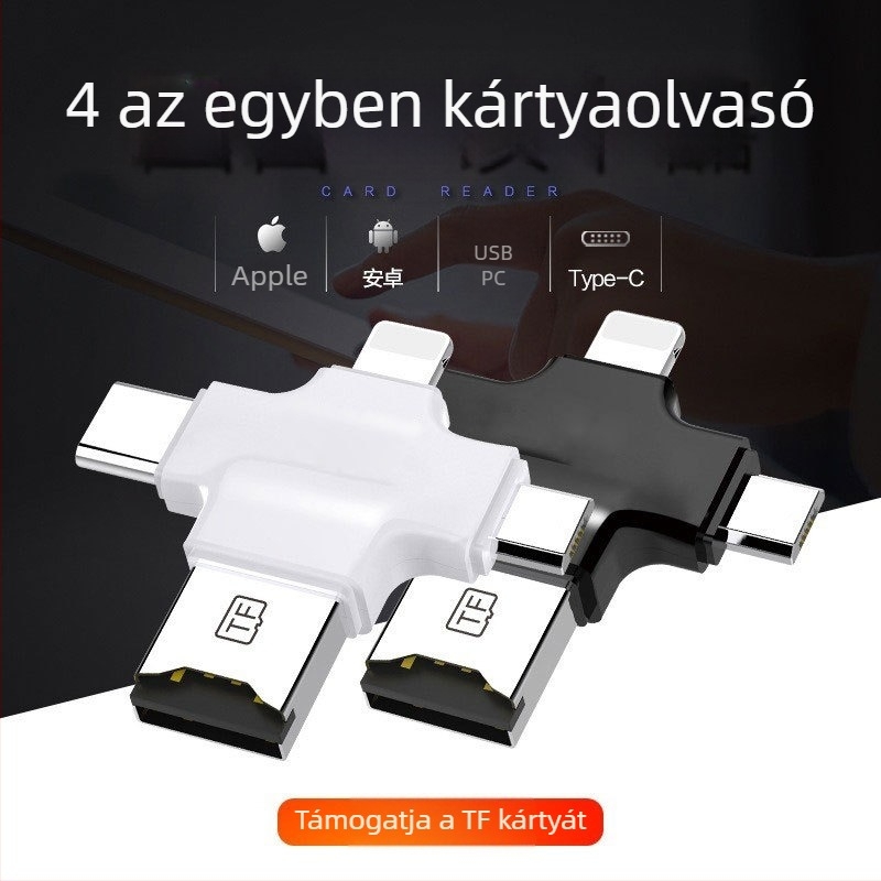Android készülékekhez 4-in-1 OTG adapter TF kártyaolvasó USB gyors átvitellel