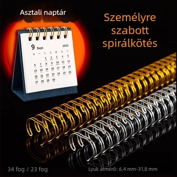 Shuchang A4 fém gyűrűs kötőelem, 34 lyukkal, 3:1 kettős spirál naptárhoz