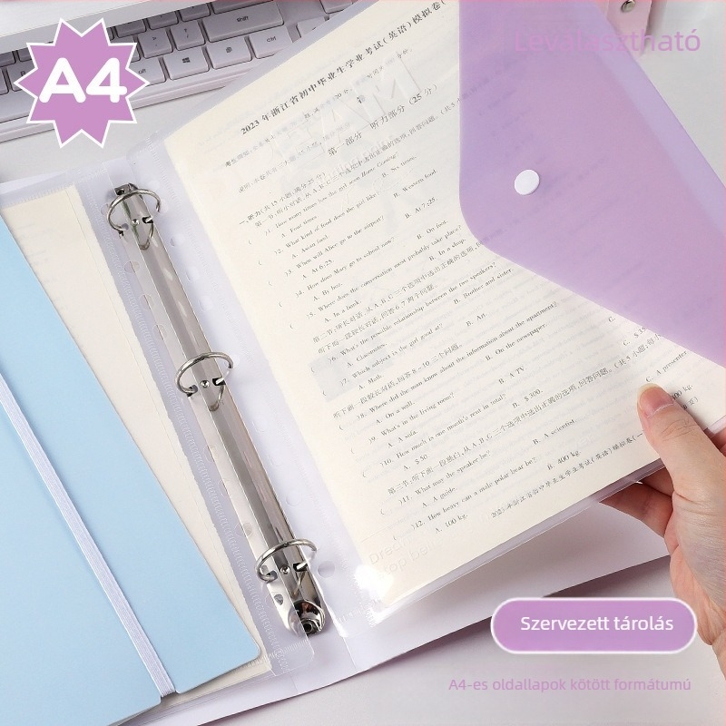 Leválasztható mappa pánttal, nagy kapacitású vizsgafájl-tároló, INS stílus, PVC anyag, csat mérete 15 mm, A3-as papírhoz