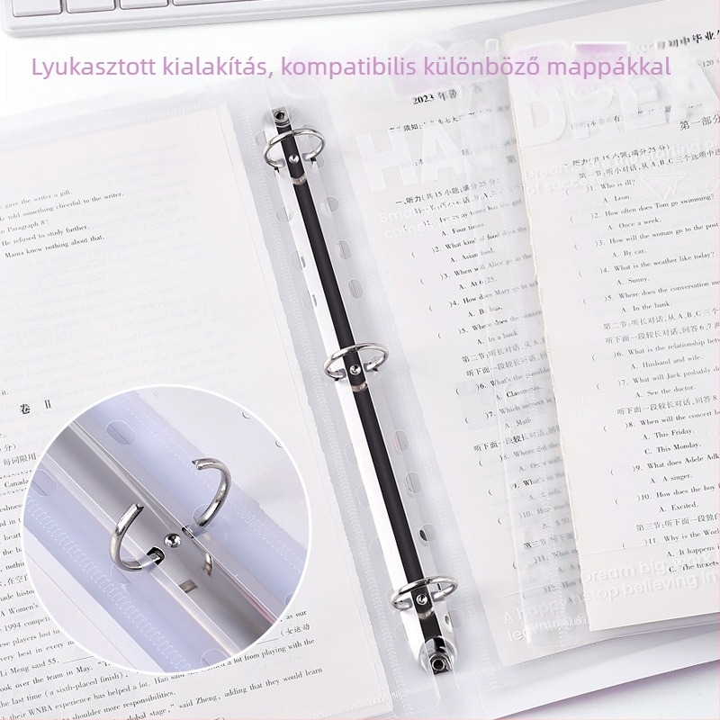 Leválasztható mappa pánttal, nagy kapacitású vizsgafájl-tároló, INS stílus, PVC anyag, csat mérete 15 mm, A3-as papírhoz