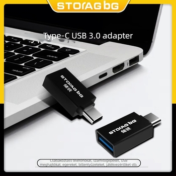 OTG USB-C to USB-A adapter Android Type-C telefonokhoz, USB 2.0, támogatja USB meghajtókat és mobil merevlemezeket
