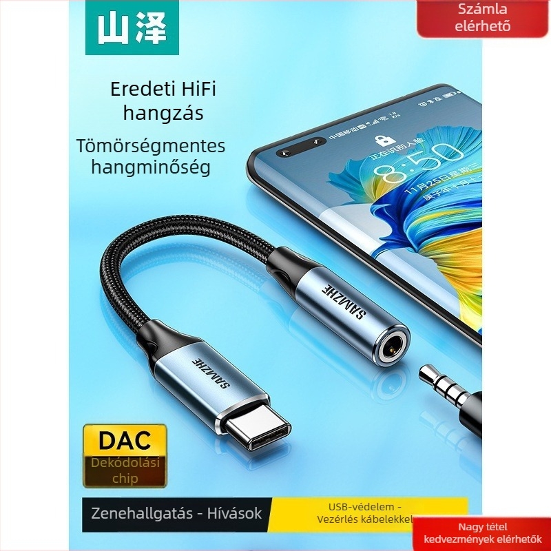 Samzhe TY101 USB-C fejhallgató DAC adapter 3,5 mm-es csatlakozóval