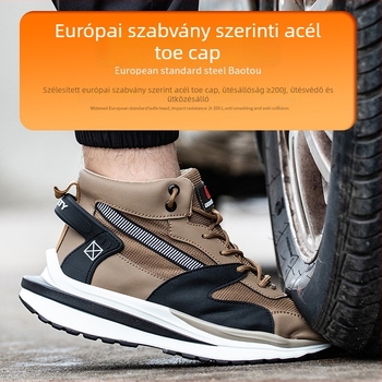 Magas szárú Fly-Knit munkavédelmi cipő mikroszálas bőrrel, acélorrú, ütés- és perforáció elleni védelem, kopásálló, munkahelyi biztonsági lábbeli