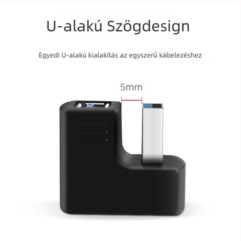 USB 3.0 női–férfi adapter, U-formás, 180°