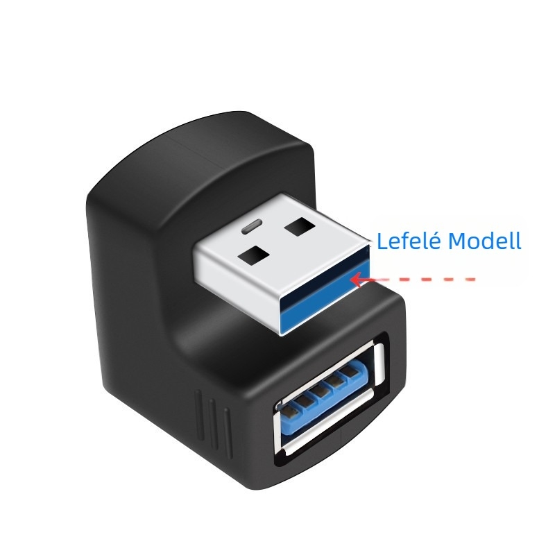 USB 3.0 női–férfi adapter, U-formás, 180°