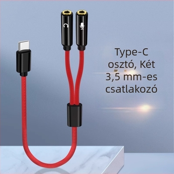 Lianpu Type-C két 3,5 mm-es audio adapter fejhallgatóhoz és mikrofonhoz – 2 az 1-ben, kompatibil Samsung, Google, Huawei, Glory, Xiaomi