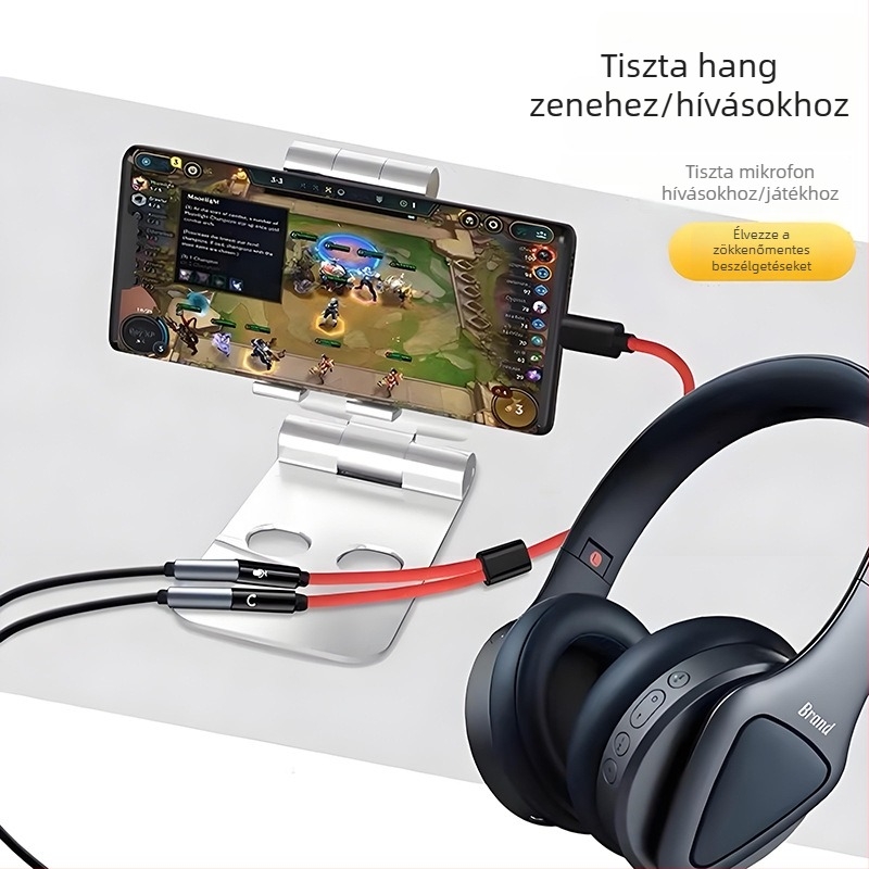 Lianpu Type-C két 3,5 mm-es audio adapter fejhallgatóhoz és mikrofonhoz – 2 az 1-ben, kompatibil Samsung, Google, Huawei, Glory, Xiaomi