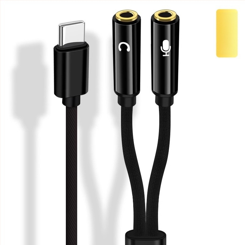 Lianpu Type-C két 3,5 mm-es audio adapter fejhallgatóhoz és mikrofonhoz – 2 az 1-ben, kompatibil Samsung, Google, Huawei, Glory, Xiaomi